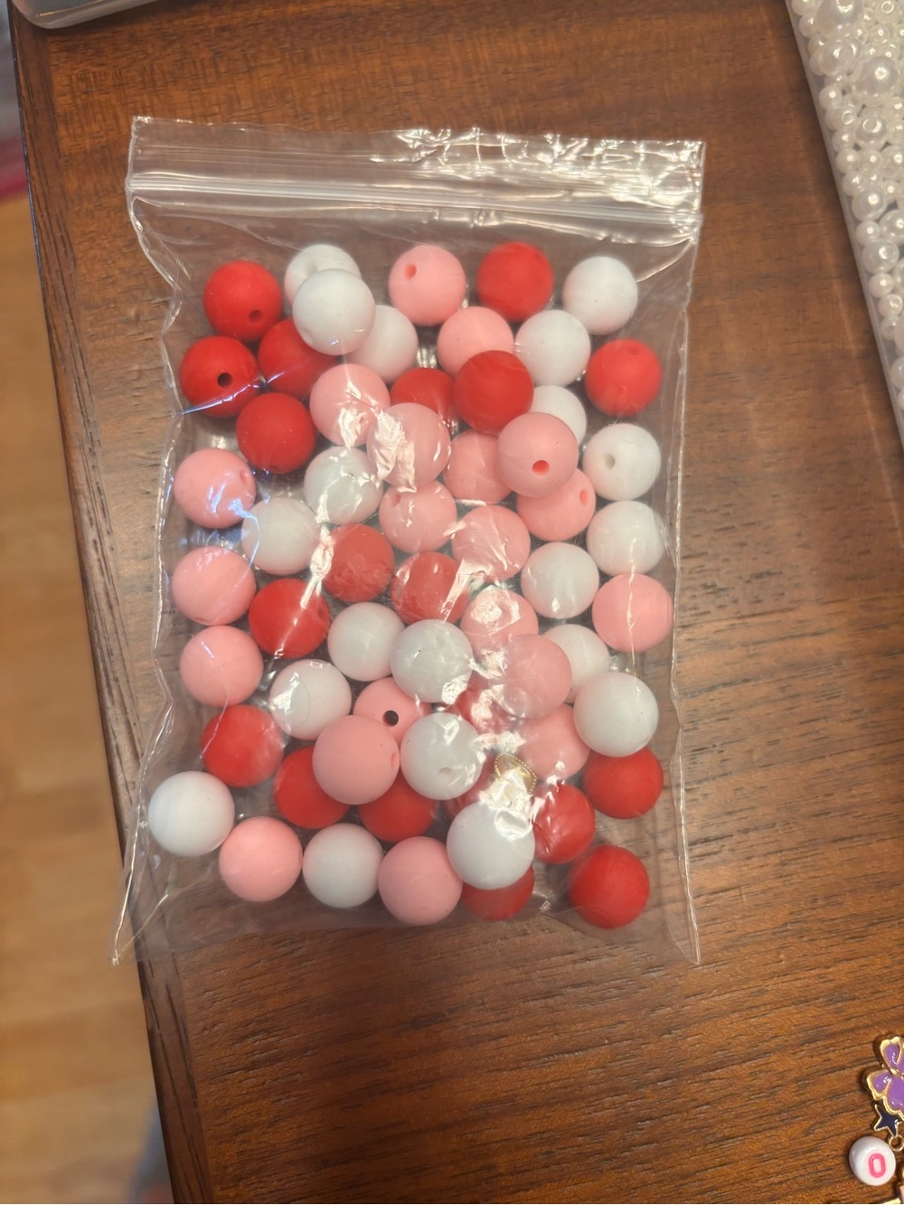 New Pink, Red & White Silicone Craft Beads - Kids Jewelry Supplies